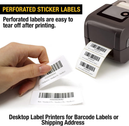 2 5/8" X 1” Direct Thermal Labels 2000 Per Roll Perforated