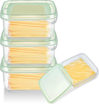 3 Pcs Sliced Cheese Container for Fridge, 22 oz Clear Airtight Slice Holder Container with Lids Plastic Box for Cheese Dessert Refrigerator Deli Food Storage