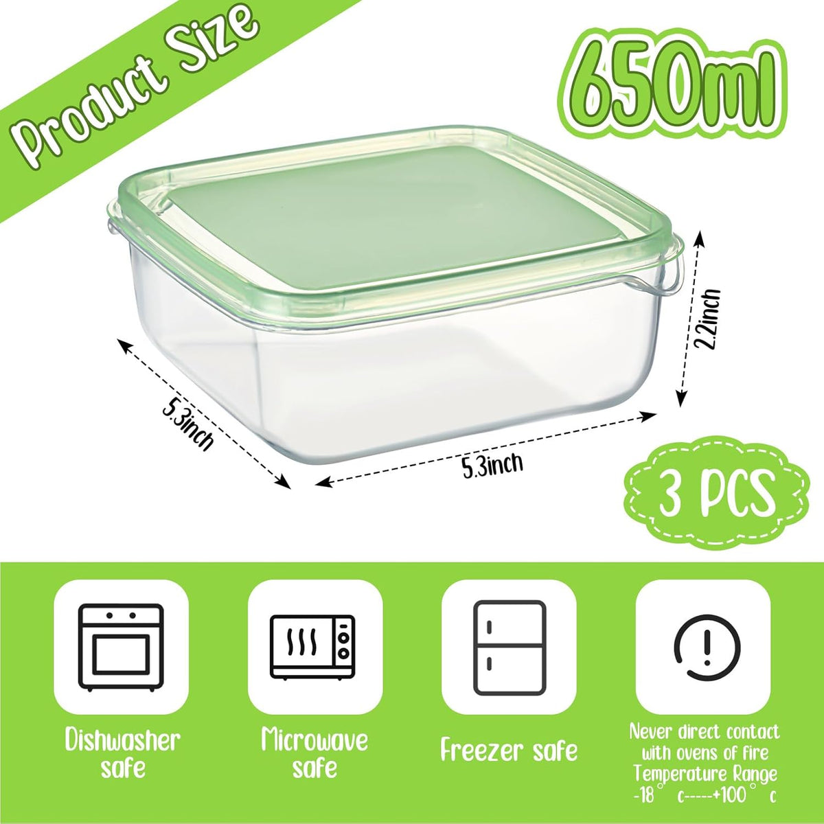 3 Pcs Sliced Cheese Container for Fridge, 22 oz Clear Airtight Slice Holder Container with Lids Plastic Box for Cheese Dessert Refrigerator Deli Food Storage