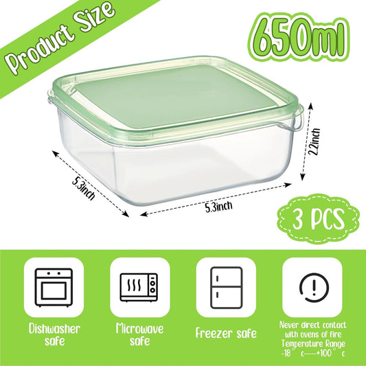 3 Pcs Sliced Cheese Container for Fridge, 22 oz Clear Airtight Slice Holder Container with Lids Plastic Box for Cheese Dessert Refrigerator Deli Food Storage