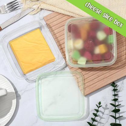 3 Pcs Sliced Cheese Container for Fridge, 22 oz Clear Airtight Slice Holder Container with Lids Plastic Box for Cheese Dessert Refrigerator Deli Food Storage