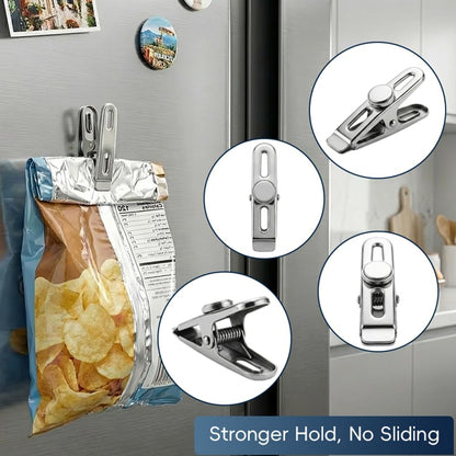 Magnetic Chip Bag Clips for Fridge, 8 Pack Heavy Duty Fridge Magnet with Strong Neodymium, Food Storage & Office Photo Calendar Holders