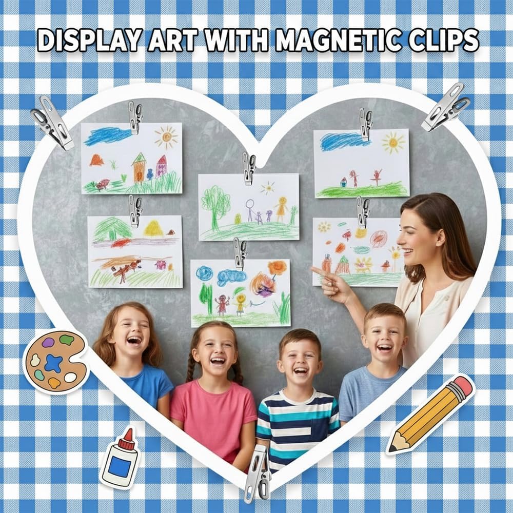 Magnetic Chip Bag Clips for Fridge, 8 Pack Heavy Duty Fridge Magnet with Strong Neodymium, Food Storage & Office Photo Calendar Holders
