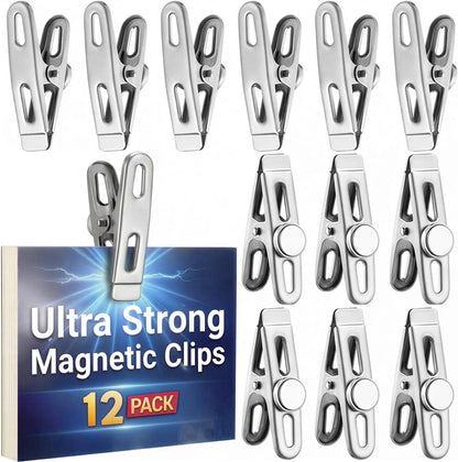 Magnetic Chip Bag Clips for Fridge, 8 Pack Heavy Duty Fridge Magnet with Strong Neodymium, Food Storage & Office Photo Calendar Holders
