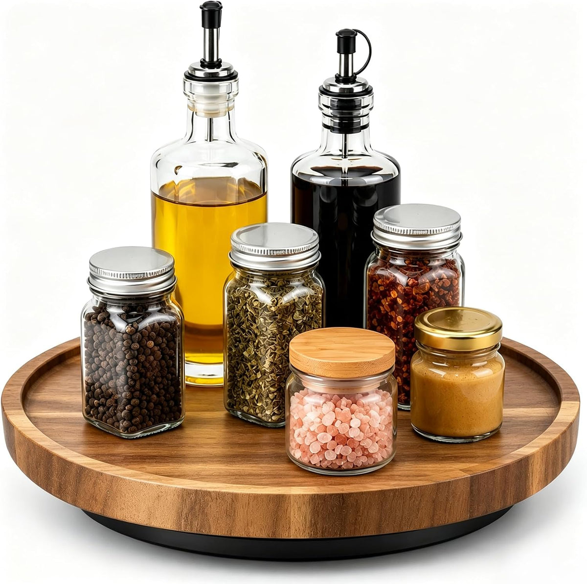 10" Acacia Wood Lazy Susan Organizer Rotating Spice Turntable