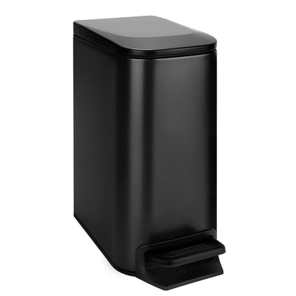 Small Bathroom Trash Can with Lid Soft Close, 1.6 Gal, Matte Black