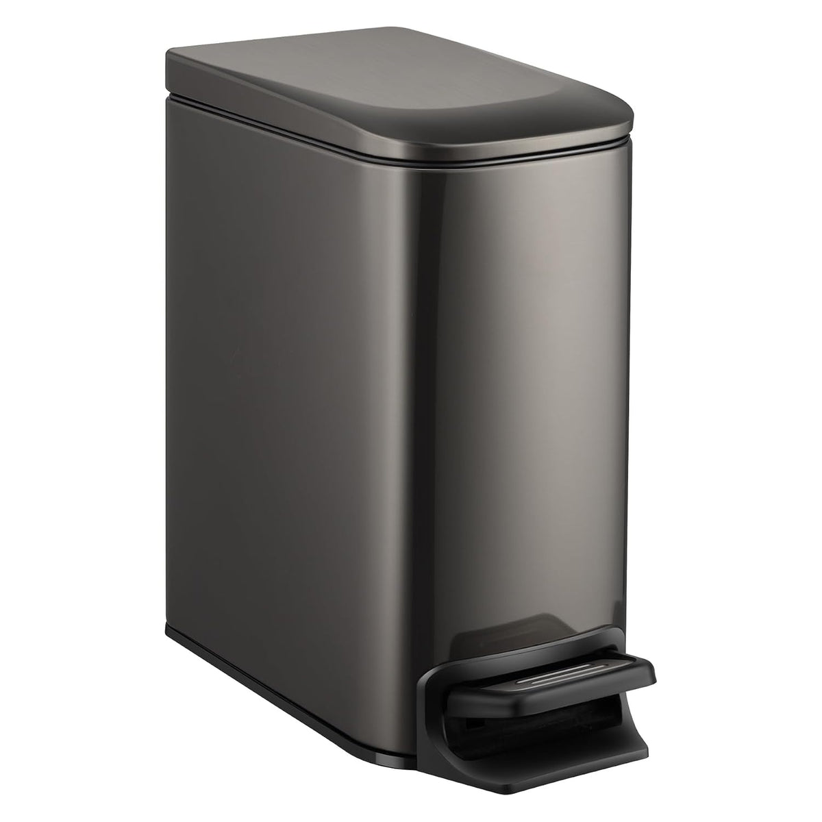 Small Bathroom Trash Can with Lid Soft Close, 1.6 Gal, Matte Black
