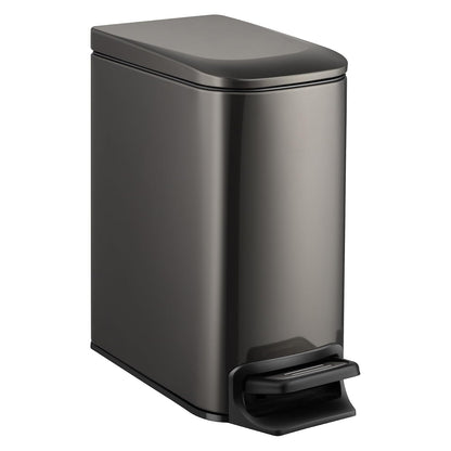 Small Bathroom Trash Can with Lid Soft Close, 1.6 Gal, Matte Black