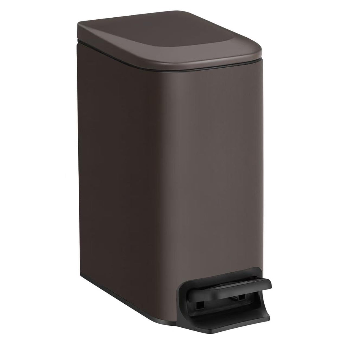 Small Bathroom Trash Can with Lid Soft Close, 1.6 Gal, Matte Black