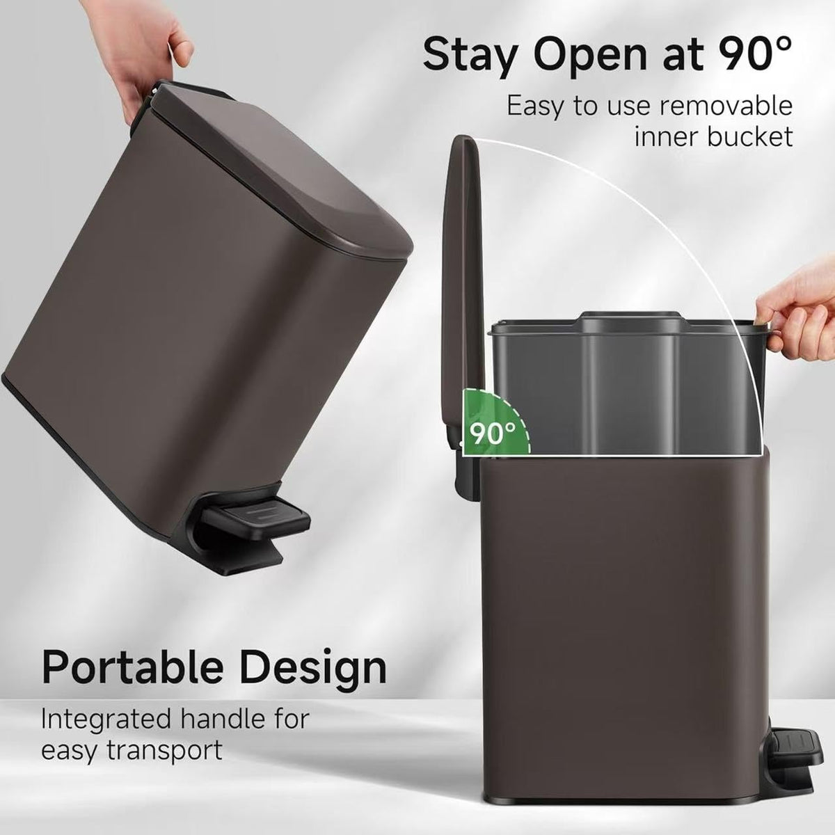 Small Bathroom Trash Can with Lid Soft Close, 1.6 Gal, Matte Black