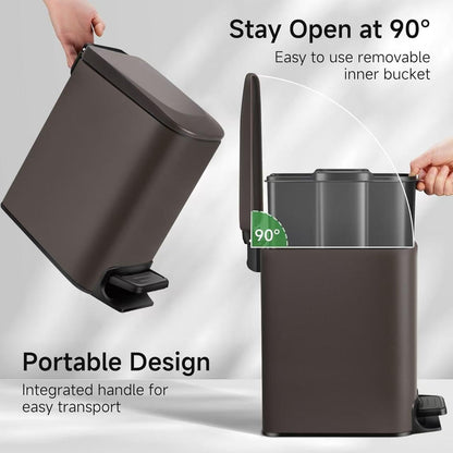 Small Bathroom Trash Can with Lid Soft Close, 1.6 Gal, Matte Black