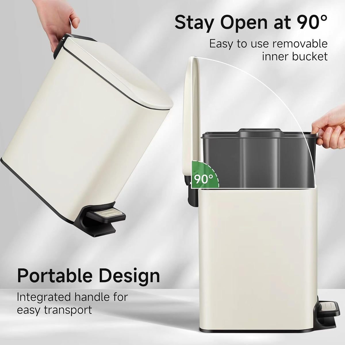Small Bathroom Trash Can with Lid Soft Close, 1.6 Gal, Matte Black