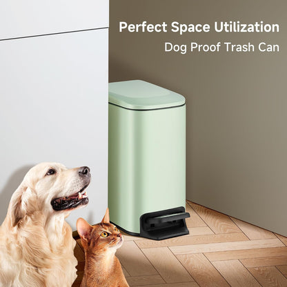 Small Bathroom Trash Can with Lid Soft Close, 1.6 Gal, Matte Black