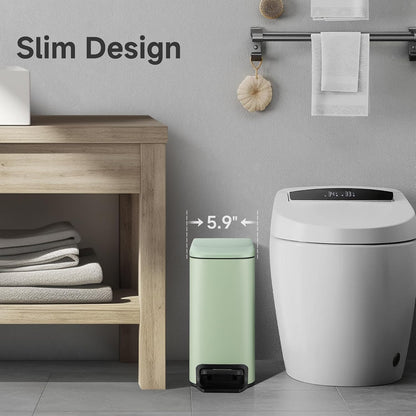 Small Bathroom Trash Can with Lid Soft Close, 1.6 Gal, Matte Black