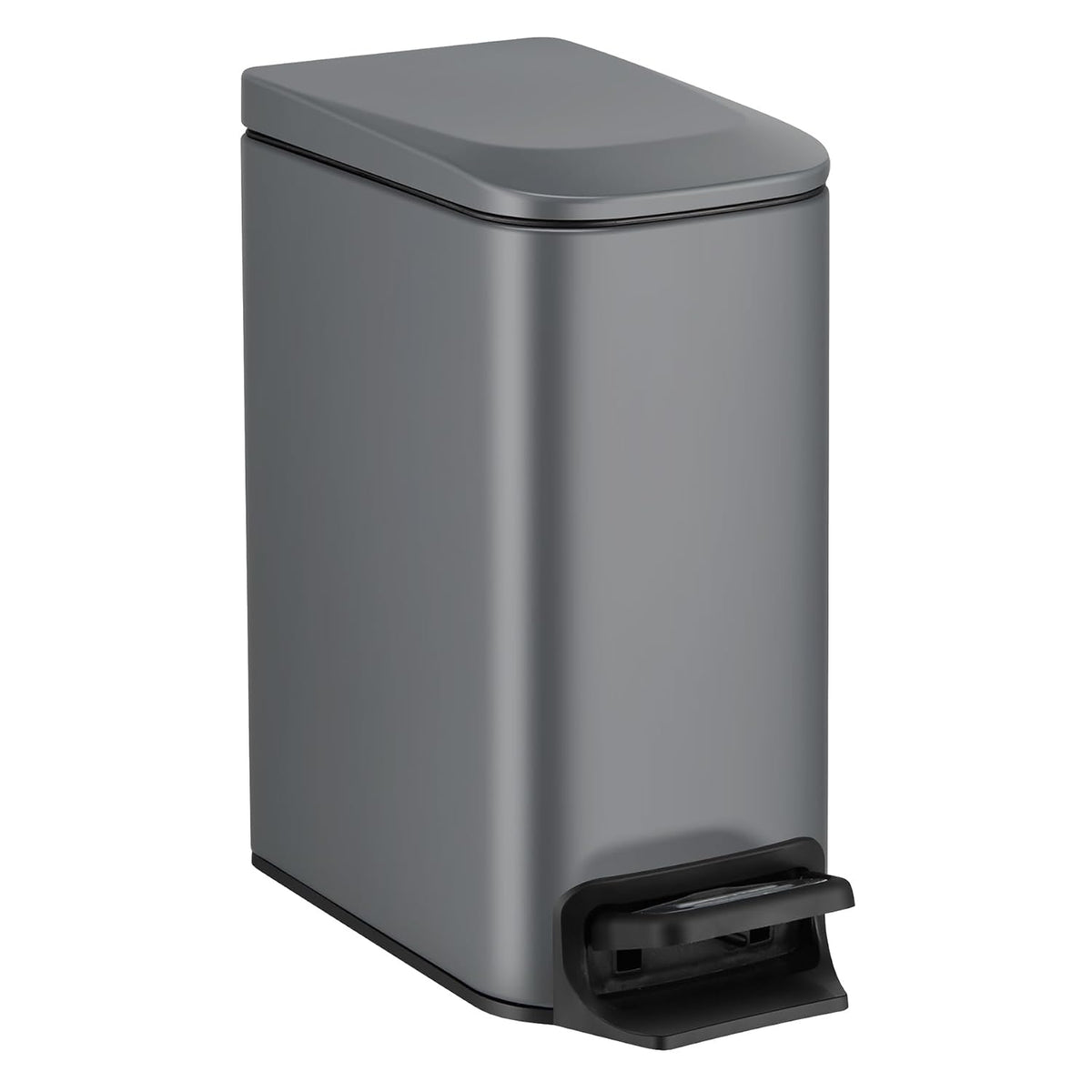 Small Bathroom Trash Can with Lid Soft Close, 1.6 Gal, Matte Black