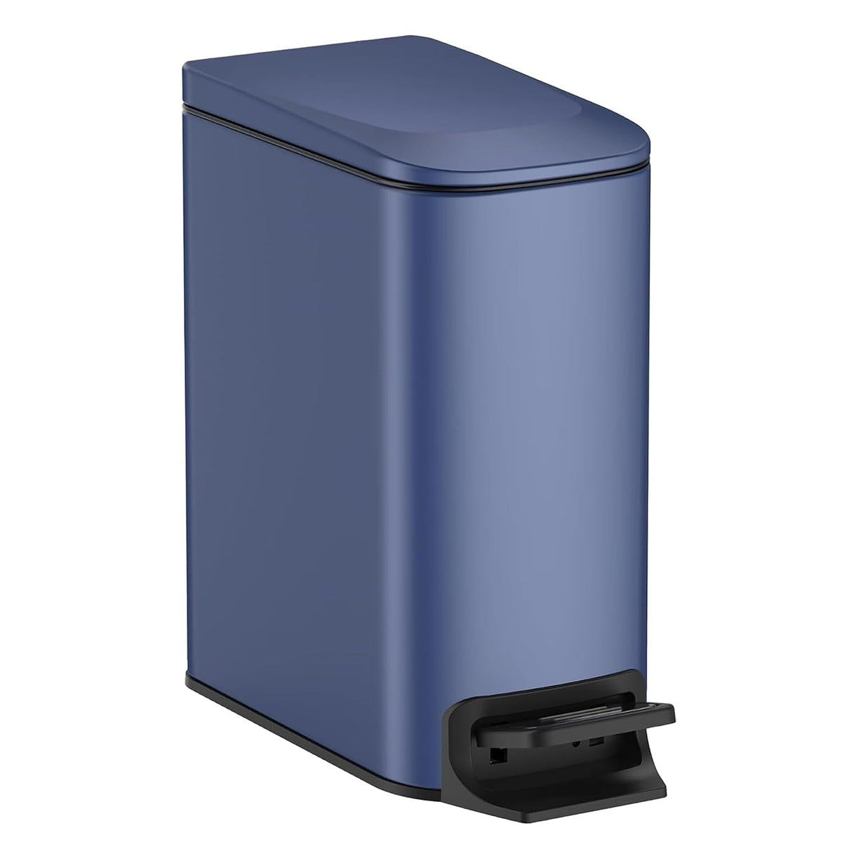 Small Bathroom Trash Can with Lid Soft Close, 1.6 Gal, Matte Black