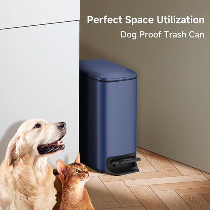 Small Bathroom Trash Can with Lid Soft Close, 1.6 Gal, Matte Black
