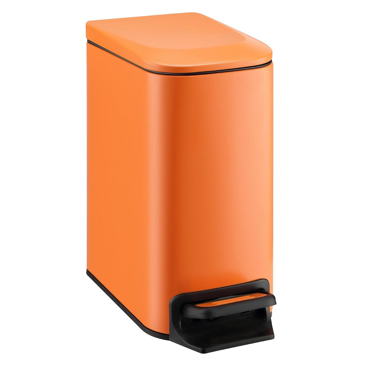 Small Bathroom Trash Can with Lid Soft Close, 1.6 Gal, Matte Black