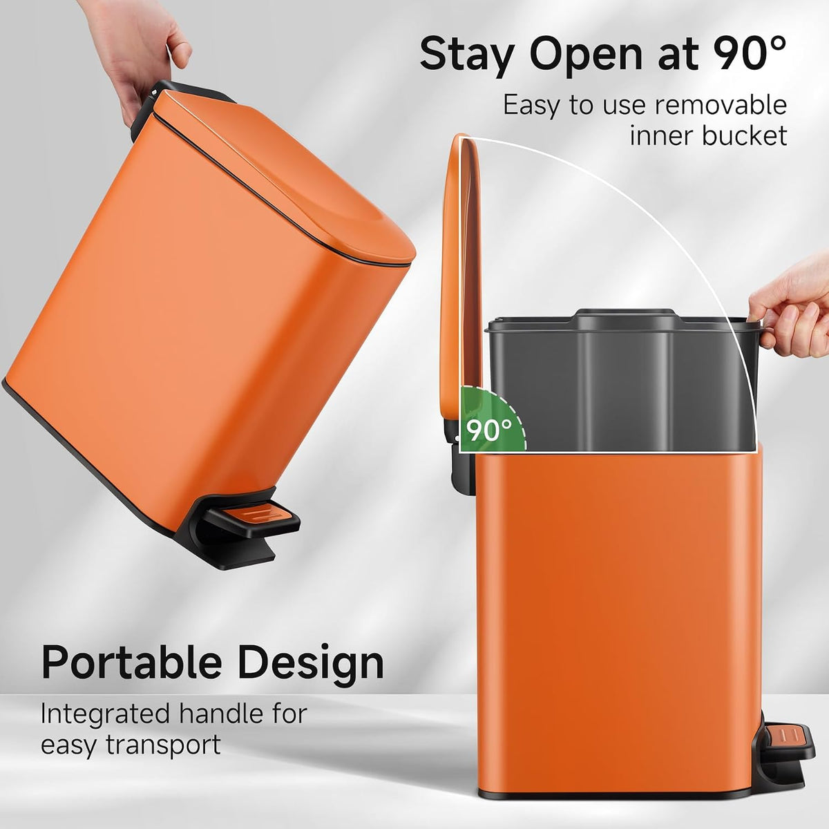 Small Bathroom Trash Can with Lid Soft Close, 1.6 Gal, Matte Black