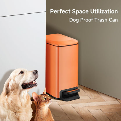 Small Bathroom Trash Can with Lid Soft Close, 1.6 Gal, Matte Black