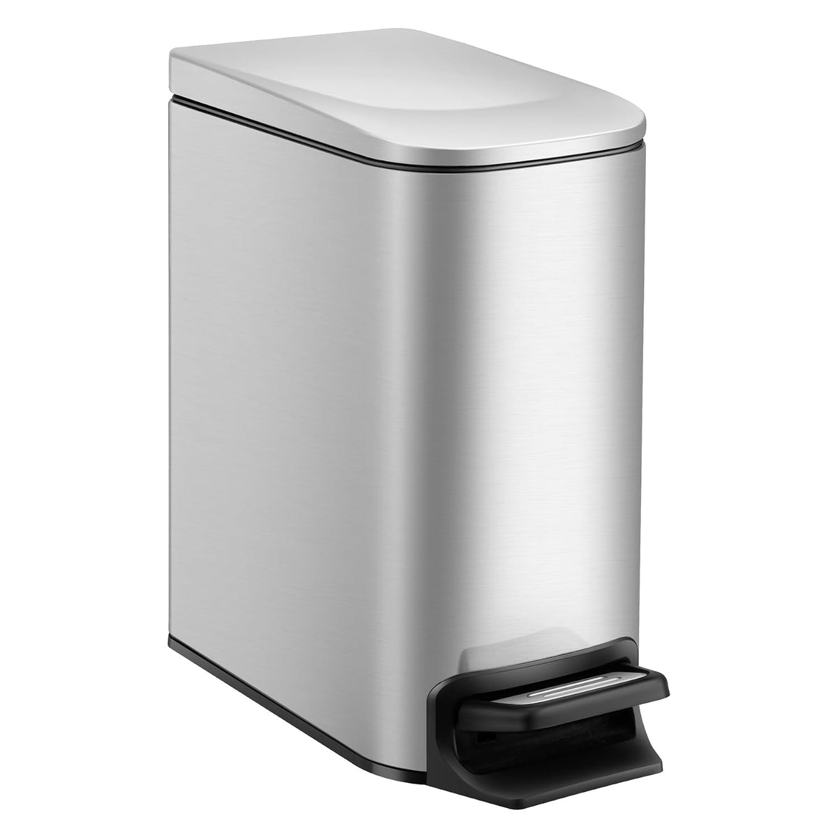 Small Bathroom Trash Can with Lid Soft Close, 1.6 Gal, Matte Black