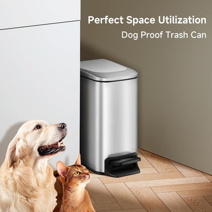 Small Bathroom Trash Can with Lid Soft Close, 1.6 Gal, Matte Black