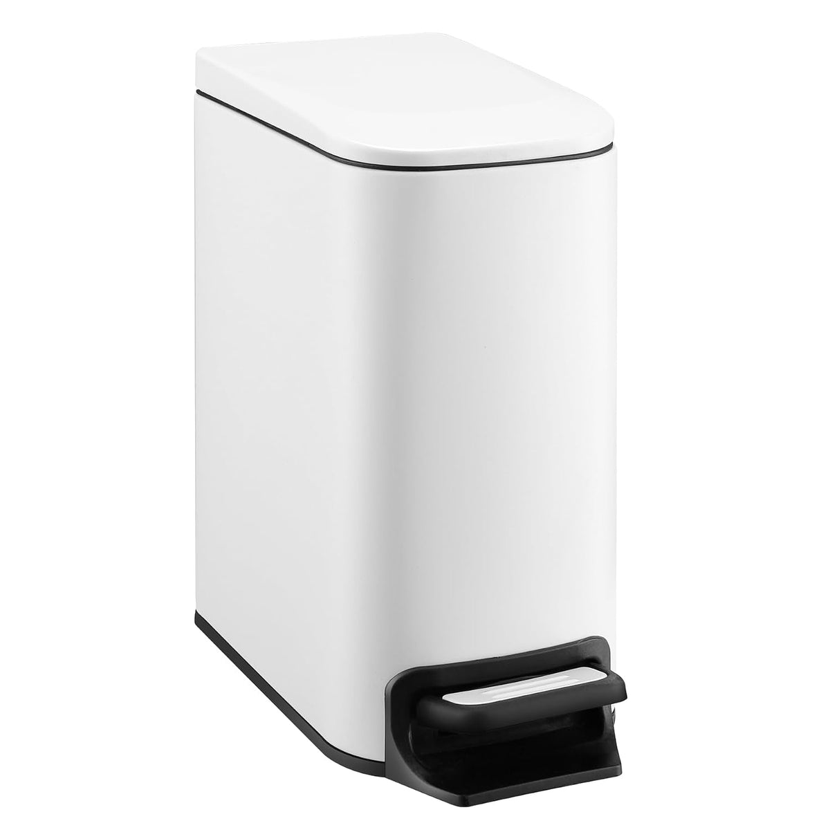 Small Bathroom Trash Can with Lid Soft Close, 1.6 Gal, Matte Black