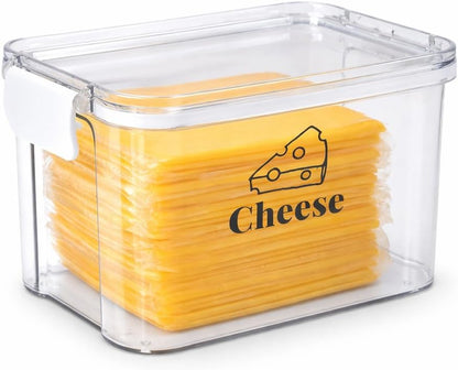Cheese Container for Refrigerator,Airtight Creamer Deli Meat Container with and Lid Cream Sliced Cheese Saver for Fridge Keeper Cream Block Shredded Cheeses Storage Box Keeper Big