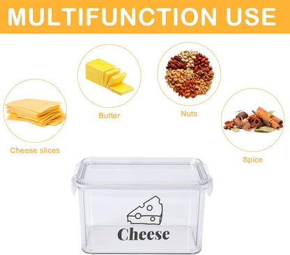 Cheese Container for Refrigerator,Airtight Creamer Deli Meat Container with and Lid Cream Sliced Cheese Saver for Fridge Keeper Cream Block Shredded Cheeses Storage Box Keeper Big