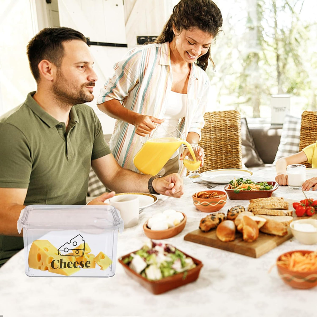 Cheese Container for Refrigerator,Airtight Creamer Deli Meat Container with and Lid Cream Sliced Cheese Saver for Fridge Keeper Cream Block Shredded Cheeses Storage Box Keeper Big
