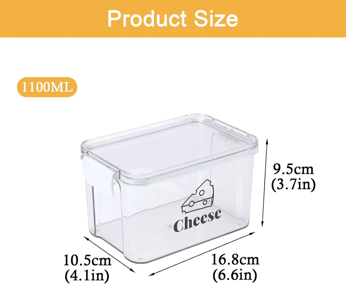 Cheese Container for Refrigerator,Airtight Creamer Deli Meat Container with and Lid Cream Sliced Cheese Saver for Fridge Keeper Cream Block Shredded Cheeses Storage Box Keeper Big