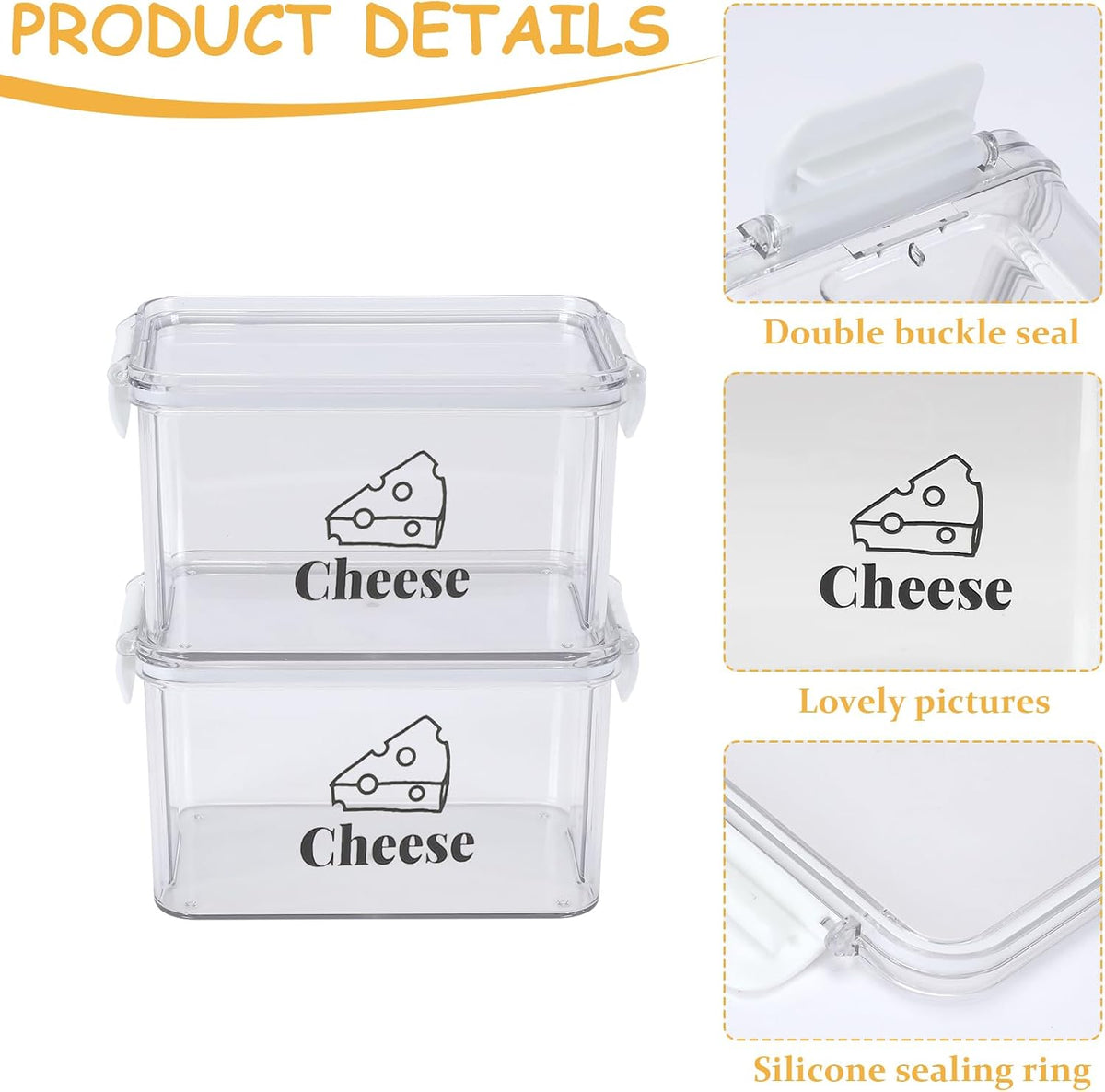 Cheese Container for Refrigerator,Airtight Creamer Deli Meat Container with and Lid Cream Sliced Cheese Saver for Fridge Keeper Cream Block Shredded Cheeses Storage Box Keeper Big