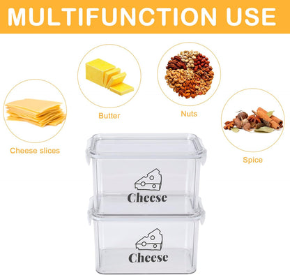 Cheese Container for Refrigerator,Airtight Creamer Deli Meat Container with and Lid Cream Sliced Cheese Saver for Fridge Keeper Cream Block Shredded Cheeses Storage Box Keeper Big