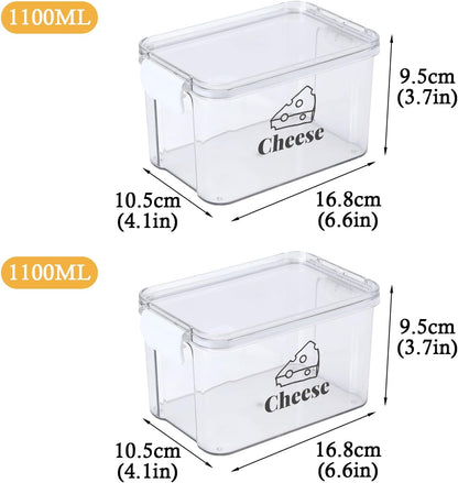 Cheese Container for Refrigerator,Airtight Creamer Deli Meat Container with and Lid Cream Sliced Cheese Saver for Fridge Keeper Cream Block Shredded Cheeses Storage Box Keeper Big