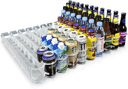 Visi-Slide Fridge Drink Organizer, Soda Can Organizer, Gravity Fed Glide for Angled Shelves for Coolers, Commercial Refrigerators, and Cold Vaults (2-Pack)