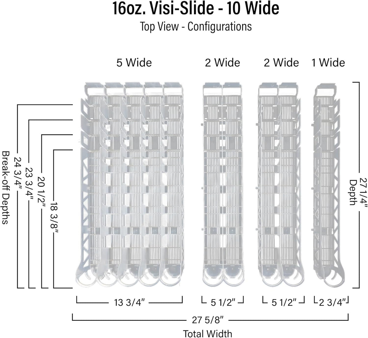 Visi-Slide Fridge Drink Organizer, Soda Can Organizer, Gravity Fed Glide for Angled Shelves for Coolers, Commercial Refrigerators, and Cold Vaults (2-Pack)