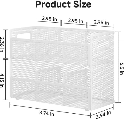 2 Tier Tea Bag Organizer, Mesh Tea Bag Holder with Handle, Teabag Holder, Tea Station Organizer for Countertop, Pantry, Kitchen, Cabinet -Black