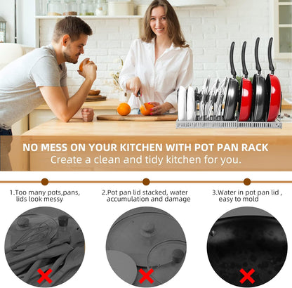 Pot and Pan Lid Organizer Rack for Under Cabinet, 12"-23" Expandable | 10 Adjustable Dividers, Holds Pan Lids, Cookware & Bakeware, Creates Tidy Cabinet Storage, Durable Metal, Bronze