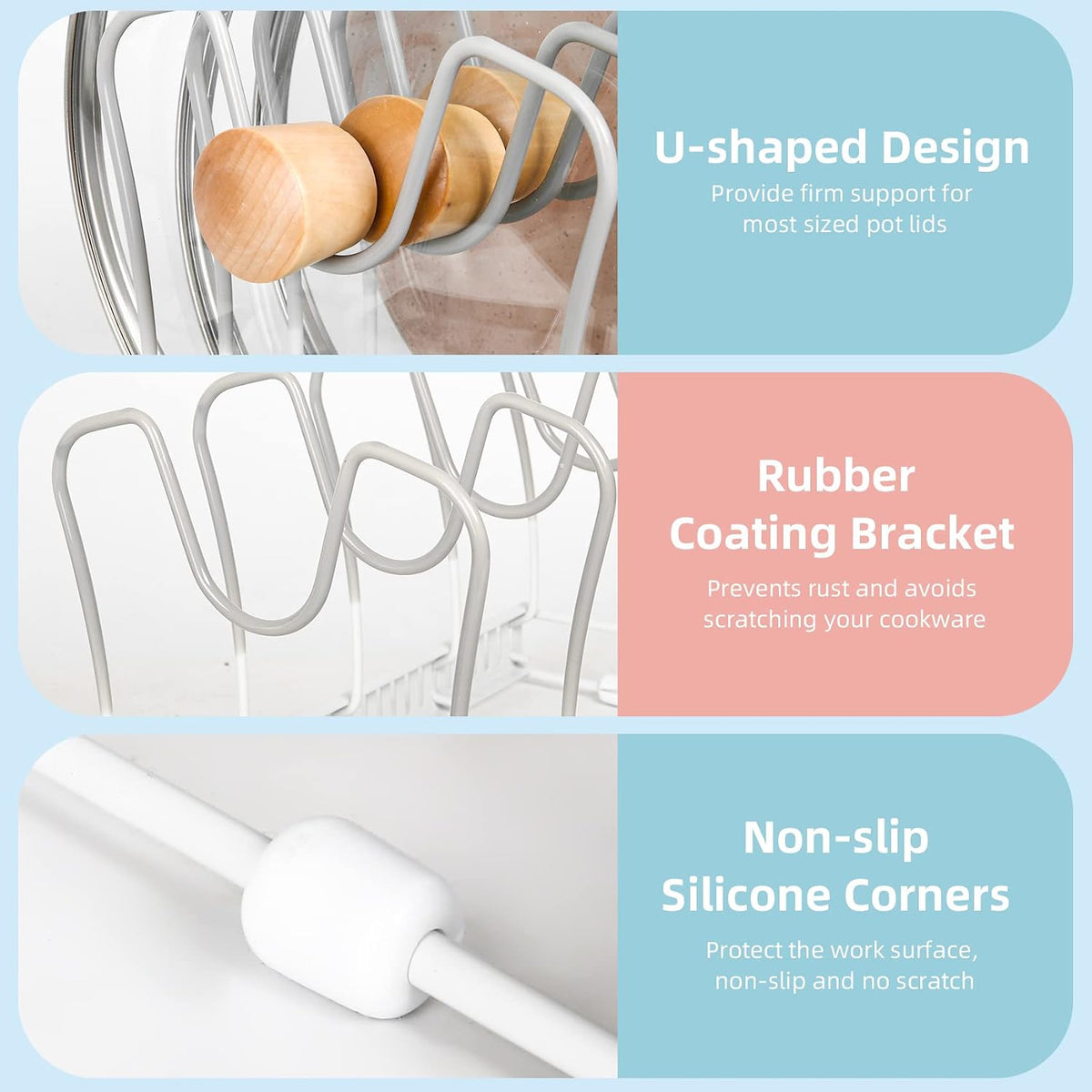 Pot and Pan Lid Organizer Rack for Under Cabinet, 12"-23" Expandable | 10 Adjustable Dividers, Holds Pan Lids, Cookware & Bakeware, Creates Tidy Cabinet Storage, Durable Metal, Bronze