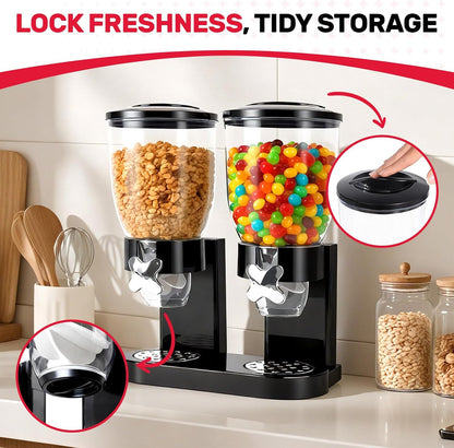 Triple Cereal Dispenser, 3 Pack 2L Large Cereal Containers Storage | Airtight, Rotating Plastic Cereal Dispenser for Countertop, Pantry Organizer for Cereal, Rice, Grains, Candy, Coffee Beans