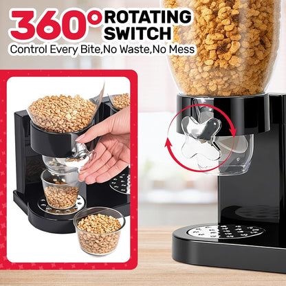 Triple Cereal Dispenser, 3 Pack 2L Large Cereal Containers Storage | Airtight, Rotating Plastic Cereal Dispenser for Countertop, Pantry Organizer for Cereal, Rice, Grains, Candy, Coffee Beans