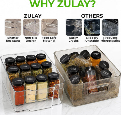Zulay 4 Pack Clear Refrigerator Organizer Bins - XL Fridge Organizers and Storage Clear - Ideal Freezer Organizer Bins, Refrigerator Storage Containers, Kitchen Cabinets, Pantry Organization
