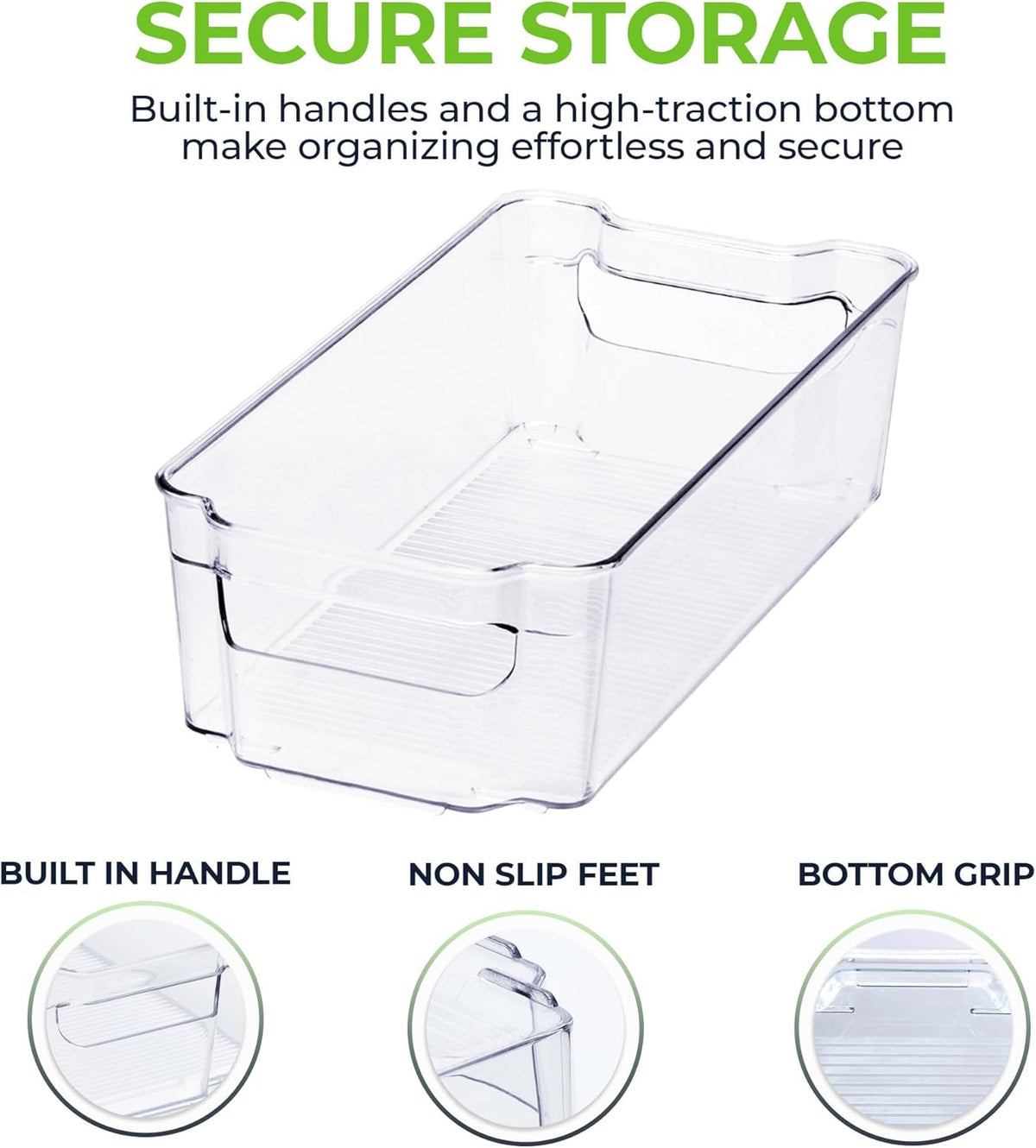 Zulay 4 Pack Clear Refrigerator Organizer Bins - XL Fridge Organizers and Storage Clear - Ideal Freezer Organizer Bins, Refrigerator Storage Containers, Kitchen Cabinets, Pantry Organization