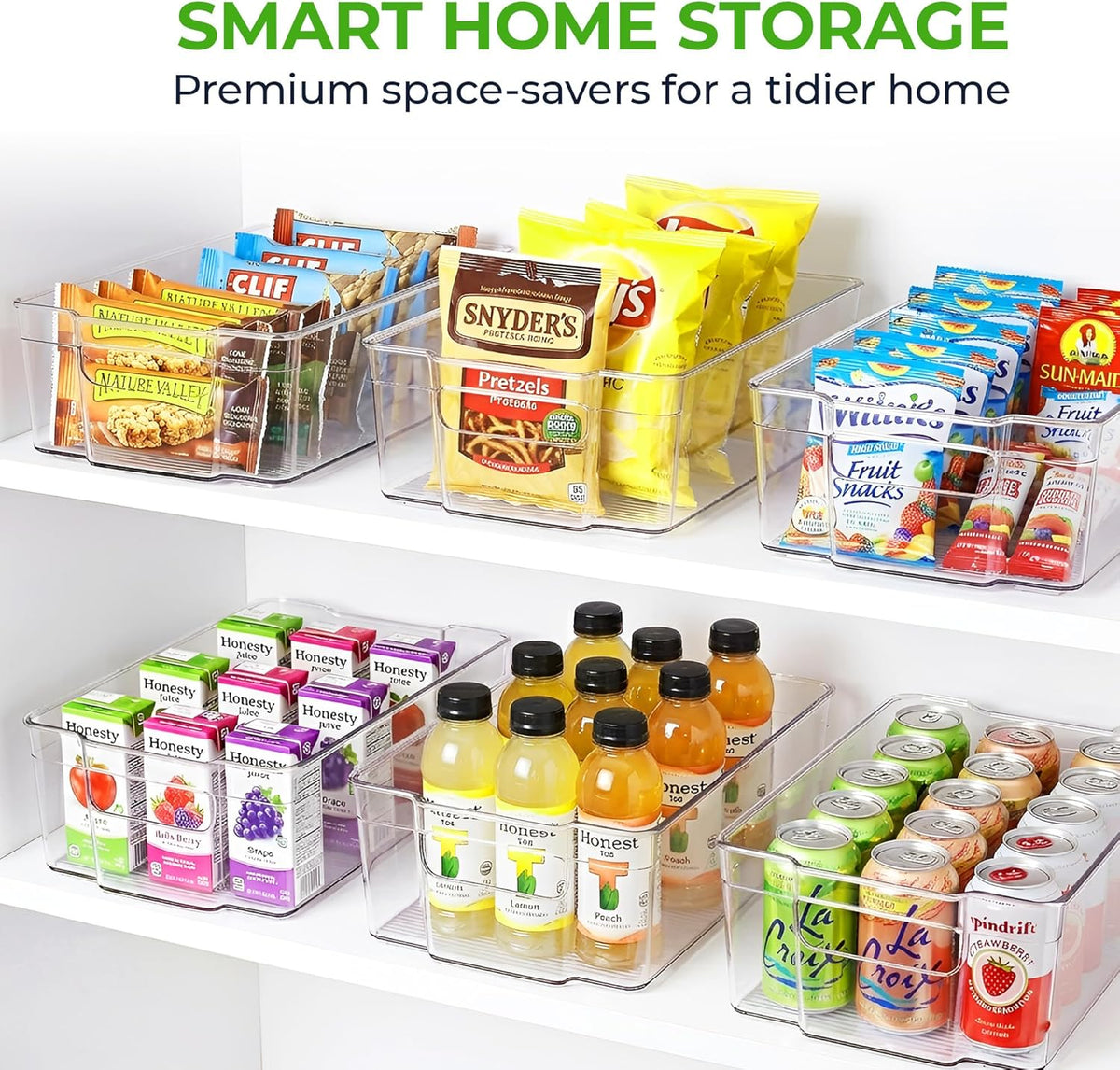 Zulay 4 Pack Clear Refrigerator Organizer Bins - XL Fridge Organizers and Storage Clear - Ideal Freezer Organizer Bins, Refrigerator Storage Containers, Kitchen Cabinets, Pantry Organization