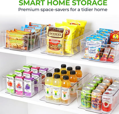 Zulay 4 Pack Clear Refrigerator Organizer Bins - XL Fridge Organizers and Storage Clear - Ideal Freezer Organizer Bins, Refrigerator Storage Containers, Kitchen Cabinets, Pantry Organization