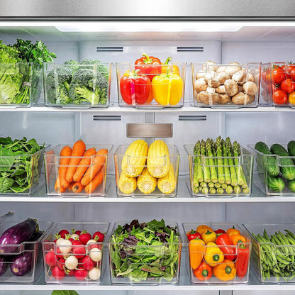 Zulay 4 Pack Clear Refrigerator Organizer Bins - XL Fridge Organizers and Storage Clear - Ideal Freezer Organizer Bins, Refrigerator Storage Containers, Kitchen Cabinets, Pantry Organization
