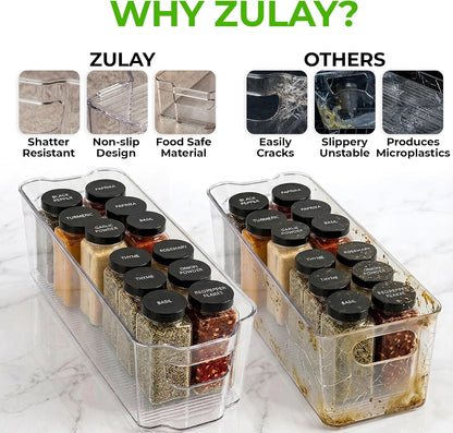 Zulay 4 Pack Clear Refrigerator Organizer Bins - XL Fridge Organizers and Storage Clear - Ideal Freezer Organizer Bins, Refrigerator Storage Containers, Kitchen Cabinets, Pantry Organization