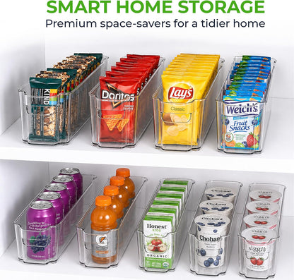Zulay 4 Pack Clear Refrigerator Organizer Bins - XL Fridge Organizers and Storage Clear - Ideal Freezer Organizer Bins, Refrigerator Storage Containers, Kitchen Cabinets, Pantry Organization