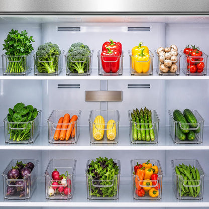 Zulay 4 Pack Clear Refrigerator Organizer Bins - XL Fridge Organizers and Storage Clear - Ideal Freezer Organizer Bins, Refrigerator Storage Containers, Kitchen Cabinets, Pantry Organization