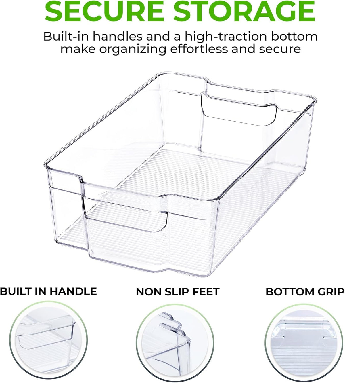 Zulay 4 Pack Clear Refrigerator Organizer Bins - XL Fridge Organizers and Storage Clear - Ideal Freezer Organizer Bins, Refrigerator Storage Containers, Kitchen Cabinets, Pantry Organization